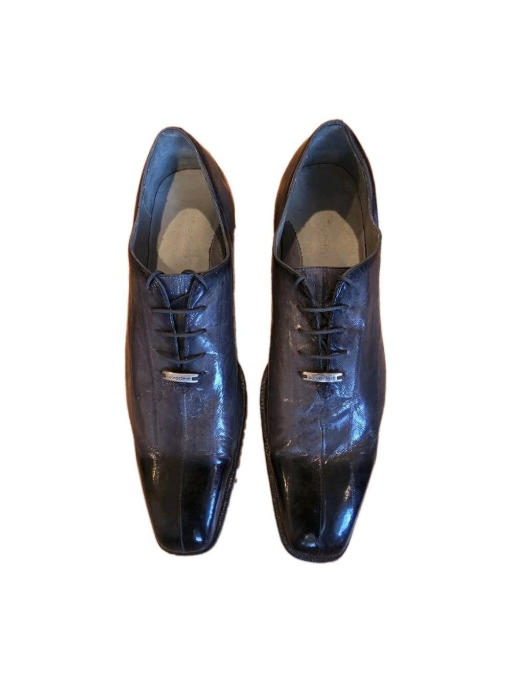 Belvedere Eel Leather Shoes Oxford Men's Gray 14 Mob Boss Retro Dark Academia